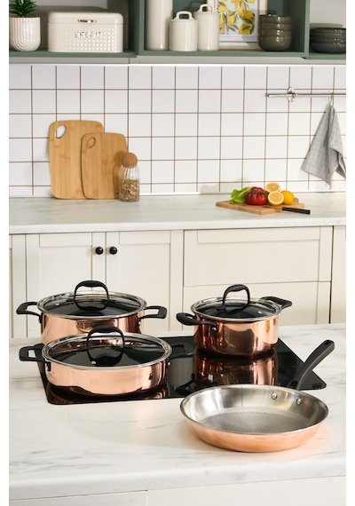 Karaca  Powersteel 316+ Copper 7 Parça Set Petekli
