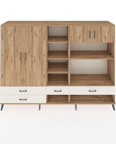 Hyperion Dolap 12 Raflı 4 Çekmeceli 4 Kapaklı 220x44x163 Çam-çam/ Çam-çam/aytaşı