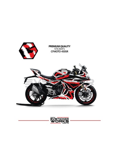 Cfmoto 450sr Kaplama Sticker Air Brush Motor Kaplama Modeli Hazır Kit Tüm Modeller Uyumlu Kırmızı