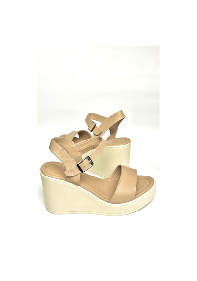 Fox Shoes U555250203 Bej Hakiki Deri Dolgu Topuklu Kadın Ayakkabı Bej-hakiki Deri