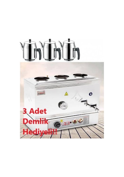 Mizan Üç Demlikli Pleytsiz Çay Kazanı 40 Lt -3 Adet Demlik (487430885)
