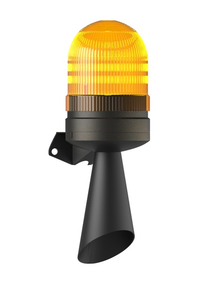 Mesan Led Flaşör 2 Ses Borulu Elektronik Siren Turuncu 24vdc Ms 5826.3.24vdc