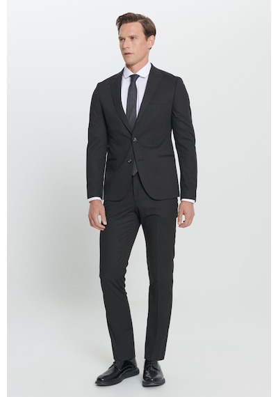 AC&Co / Altınyıldız Classics ERKEK SIYAH Ekstra Slim Fit Dar Kesim Kırlangıç Yaka Takım Elbise Siyah