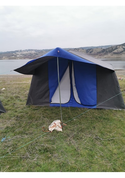 Oba Çadır - 2 Odalı Kamp Çadırı 4 Kişilik Kapı Sineklikli Mavi - Gri
