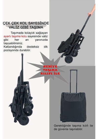 Mimma Kabin Boy Travel Sistem Ekstra Pedli Katlanabilir Bebek Arabası Puset