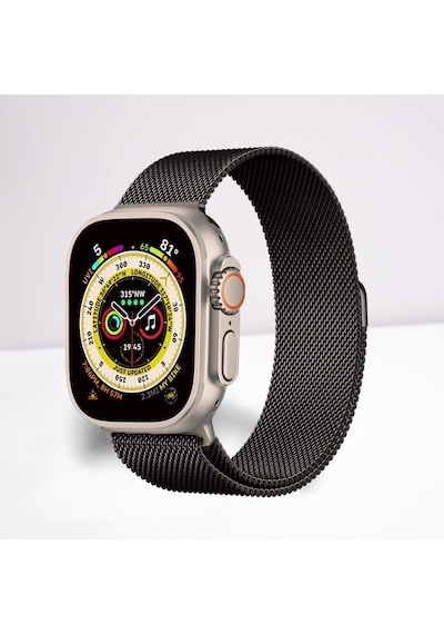 Apple Uyumlu  Watch Milano Seri 42,44,45,49mm, 1/2/3/4/5/6/se/7/8/ultra Metal Akıllı Saat Kordon Ve Kayışı Siyah