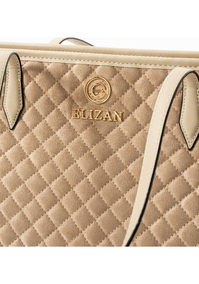 Elizan Geniş İç Hacimli Baklava Desen Vizon Süet Shopping Kadın Omuz Çantası Siyah
