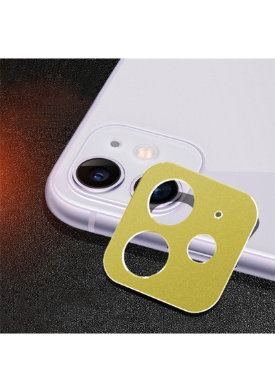 Ally Apple Uyumlu iPhone 11 6.1 3D Metal Kamera Koruyucu Metal Lens Sarı