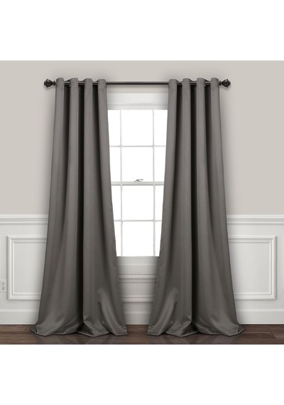 Lush Decor Lüks Karartmalı Fon Perde Metal Halkalı, Isı Izolasyonlu, Koyu Gri, 132 Cm X 213 Tek Parça