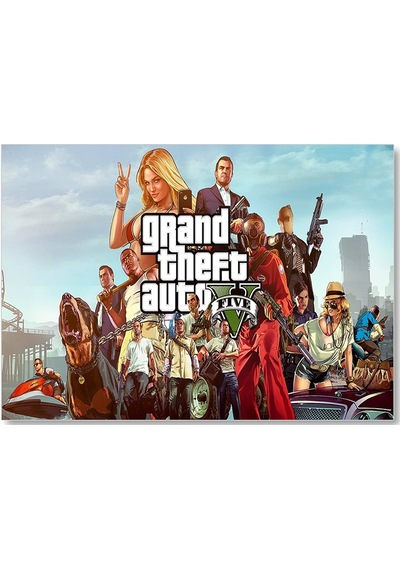 Cakasepetim Gta 5 Oyun Posteri Tüm Karakterler Ahşap Mdf Tablo