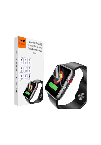 Apple Watch 3 Uyumlu 38mm 2 Adet Kırılmaz Cam Özel Kesim Hydrogel Film