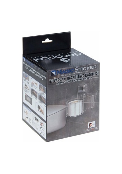 Buççin Online Mağaza Decor-tel Sihirli Yapışkanlı Yuvarlak Hazneli Magic Wc Kağıtlık Metal Siyah Çok Renkli