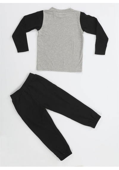 Casabony Super Star Erkek Çocuk Jogger + T-shirt Takım-siyah -gri Siyah
