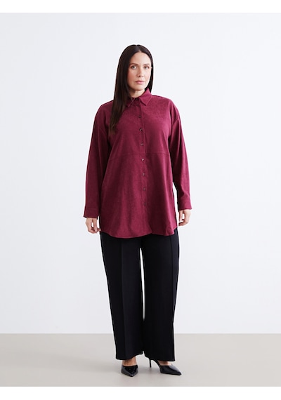 Lcw Modest Bordo Süet Görünümlü Kadın Gömlek Tunik