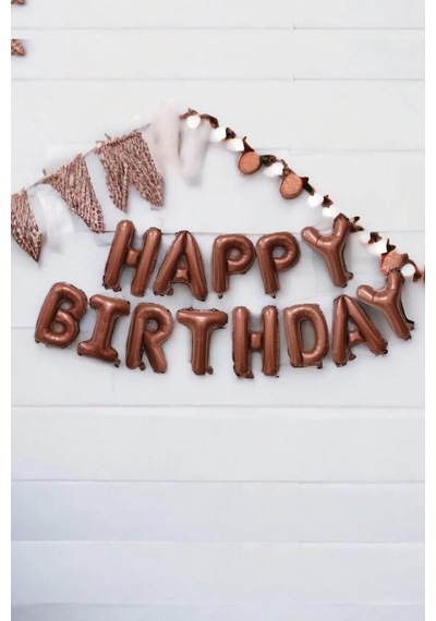 Çikolata Kahve Happy Birthday Harf Balonlar Retro Doğum Günü Balon Seti Retro Çikolata Kahve