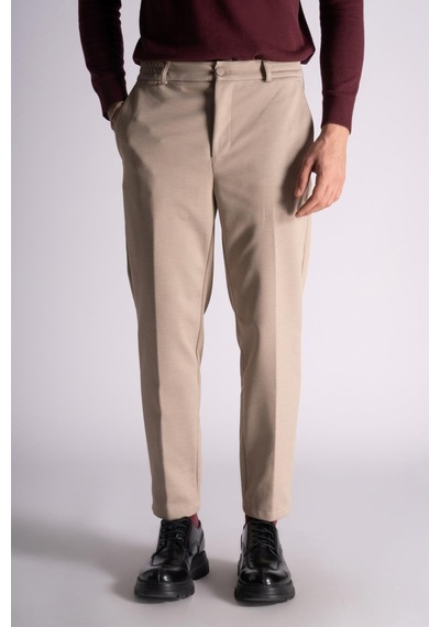 Beli Yarım Lastikli Slim Fit Chino Crop Pantalon Bej Bej