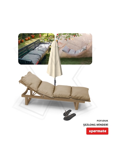 Xpermate Pofuduk Şezlong Minderi 60x180x12cm Su İtici, Bej