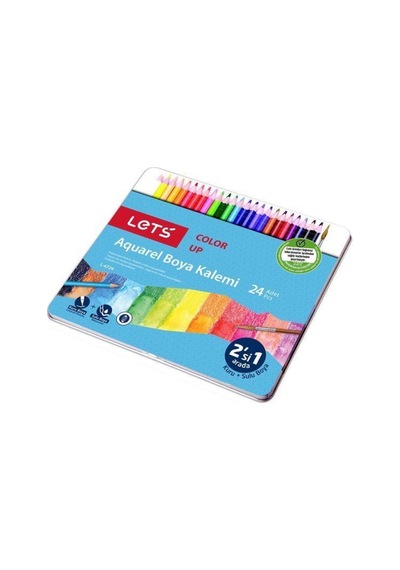 Lets 24 Renk Aquarel Kuru Boya Metal Kutu