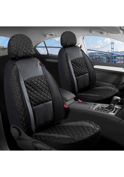 Subaru Xv Yarı Deri Oto Koltuk Kılıfı Ön Arka Set Alpine Siyah Fs