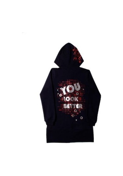 Toontoy Kız Çocuk Kapşonlu Hırka You Luck Better Varak Baskılı Siyah