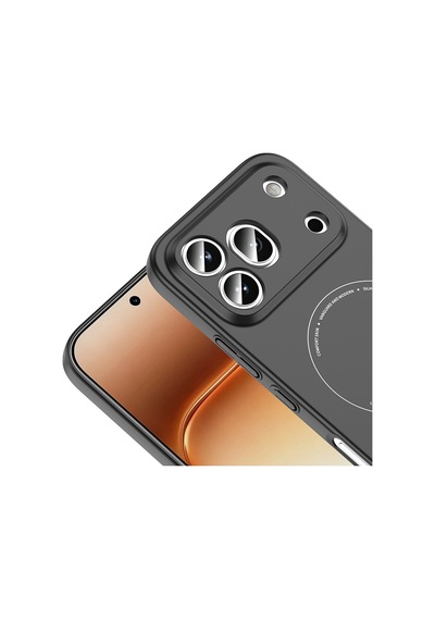 Honor 600 Pro 5g Kılıf M-safe Şarj Özellikli Kamera Korumalı Zore Elio Sert Pc Kapak - Siyah