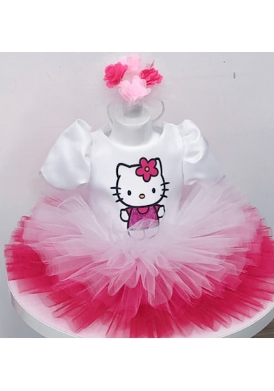 Hello Kitty Baskılı Kız Çocuk Bebek Doğumgünü Elbise Parti Kostüm Hello Kitty Baskılı Kız Çocuk Bebek Doğumgünü Elbise Parti Kostüm