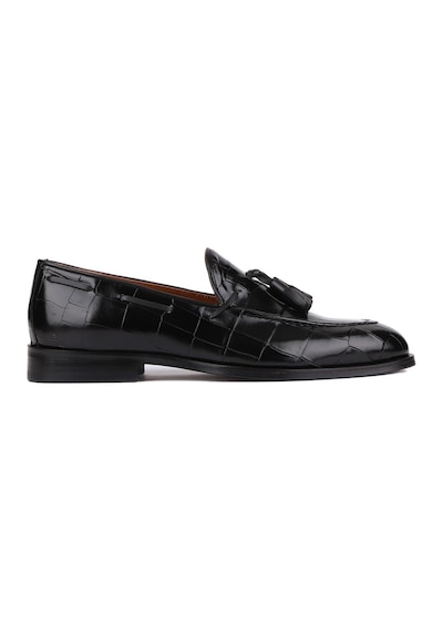 Shoetyle - Siyah Croco Deri Püsküllü Erkek Klasik Ayakkabı 250-7951-835-siyah