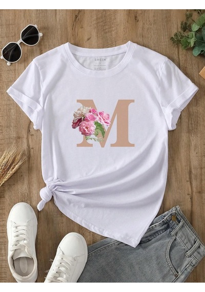 Flood Of Style Kadın Beyaz M Gül Baskılı Oversize