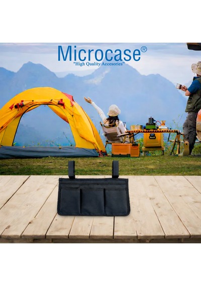Microcase Kamp Sandalyesi Koltuk Sandalye Vb İçin Yan Cepli Organizer Al5553 Siyah