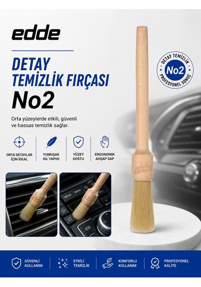 Edde Araba Araç Oto Yıkama At Kılı Detay Fırçası Detailing Fırçası Detaylı Temizlik Fırçası No:2 1