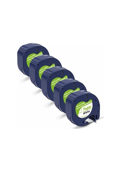 Puun Dymo Letratag Muadil Bant 59421 721510 Beyaz Kağıt Etikete Siyah 12mm X 4 Mt 5 Adet Diğer