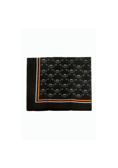 Zero Land Kuru - 581 - Kafa Desenli Bandana - Ilkestor - 50x50 Siyah