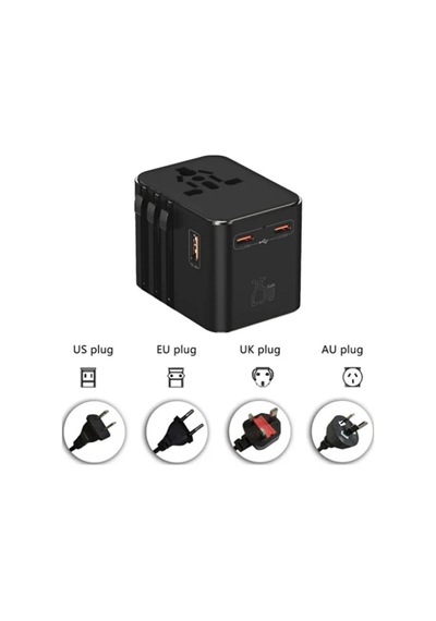 25w Evrensel Seyahat Şarj Adaptörü Fiş Priz Dönüştürücü /1xusb/2xtype-c/1xac