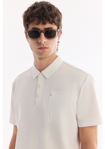 Avva Erkek Beyaz Kıvrılmaz Polo Yaka Kırışmaz Hızlı Kuruyan Teknik Kumaş Regular Fit T-shirt A61y1095