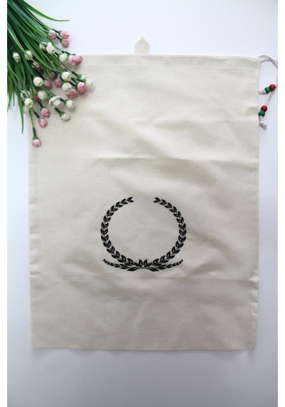 Büyük Boy Başak Baskılı Askılı Bakliyat & Ekmek Torbası 50x40cm