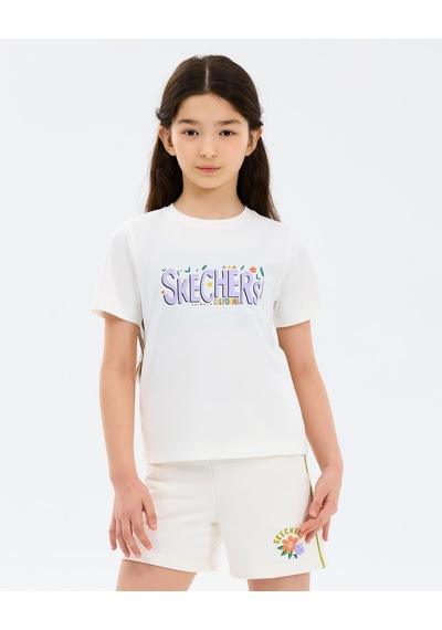 Skechers G Graphic Tee Regular T-shirt Büyük Kız Çocuk Beyaz Tshirt Sk2610023-3855 Beyaz