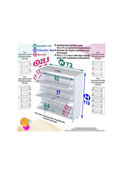Modilayn Varbi Antre Hol 72 X 119x 25, 5 Cm Lik 3 Düşer Kapak 6 Göz Raf Bölmeli Ayakkabılık Beyaz - Cordoba Modilayn Varbi Antre Hol 72 X 119x 25, 5 Cm Lik 3 Düşer Kapak 6 Göz Raf Bölmeli Ayakkabılık Beyaz - Cordoba
