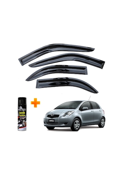 Toyota Yaris Mügen Cam Rüzgarlığı Hb 2006-2012 Arası 4 Lü Takım +500ml Lastik Parlatıcı