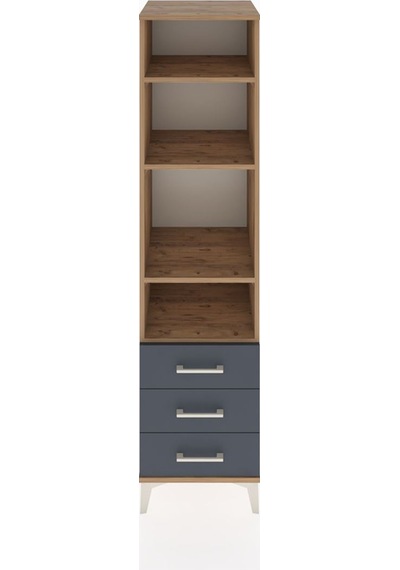 Hyperion Dolap 4 Raflı 3 Çekmeceli 44x44x182 Çam-antrasit Çam
