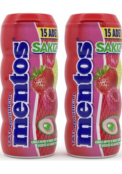 Mentos Kırmızı Meyve Ve Limon Aromalı Sakız - Şekersiz Tatlandırıcılı 30g 2 Adet