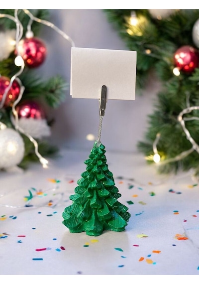 Çam Ağacı Yılbaşı Noel Temalı Fotoğraf Not Tutucu Hediyelik Tutacak Yeşil