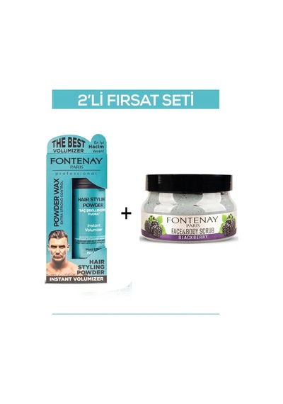 Fontenay Pudra Toz Wax Mavi 20gr + Face And Body Peeling Scrub Yüz Maskesi Böğürtlen 350ml 2'li Set