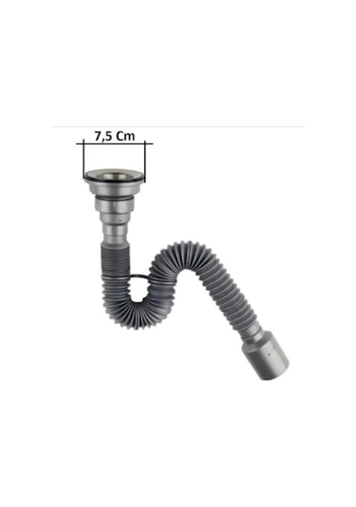 Lavabo Sifonu Lüks Körüklü Evye Lavabo Sifonu Donau 50mm Gri