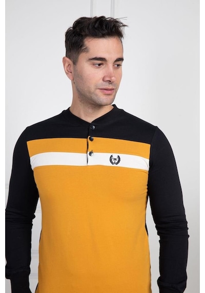 Mecit Pijama Mecit 2763 Erkek Sarı-siyah Pamuklu Büyük Beden Pijama Takımı Sarı