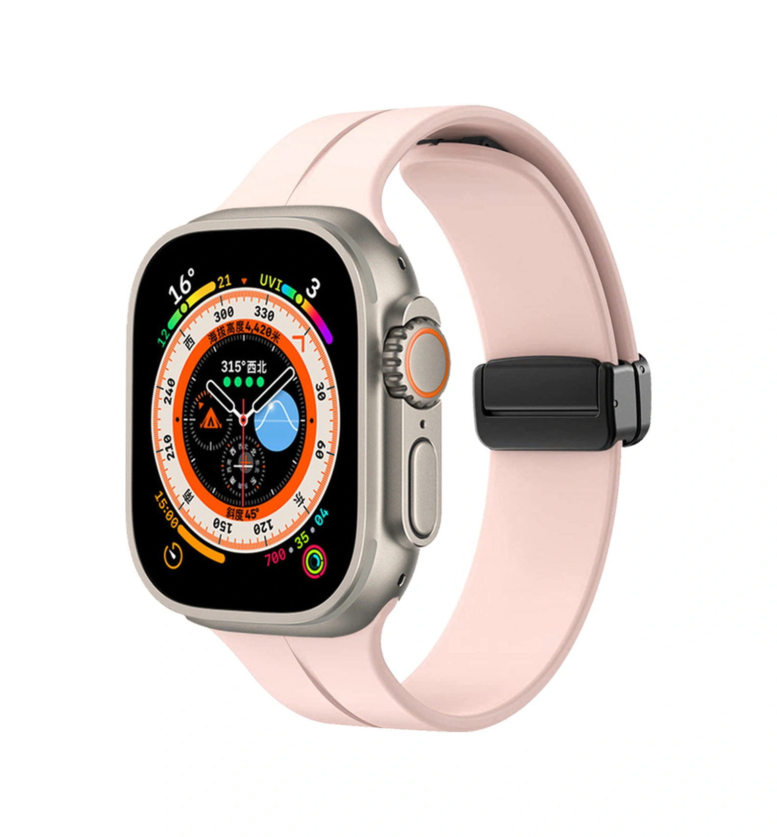 Adige Apple Uyumlu Watch  11 42mm Kordon Kayış Silikon D-buckle Mıknatıslı