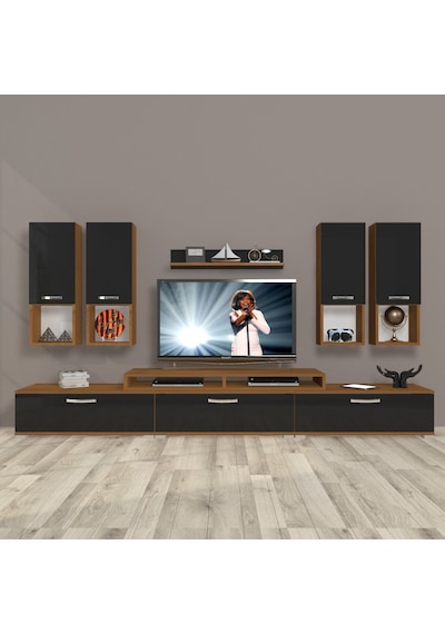 Decoraktiv Ekoflex 8da Slm Tv Ünitesi Tv Sehpası Ceviz - Siyah