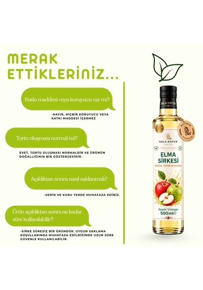 Bala Hatun Elma Sirkesi 500ml - Doğal Fermantasyon - Apple Vinegar
