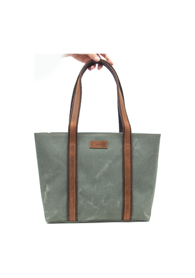 Gillario Design 05 Kanvas Kumaş - Deri Kadın Haki Omuz Çanta Haki-yesil Kahverengi-1