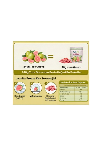 Guava Dondurularak Kurutulmuş Freeze Dried 20 G