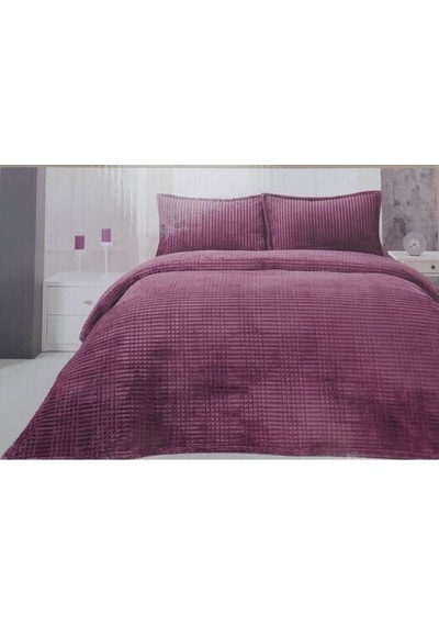 Merinos Modern Line 3 Parça Battaniye Set Mürdüm